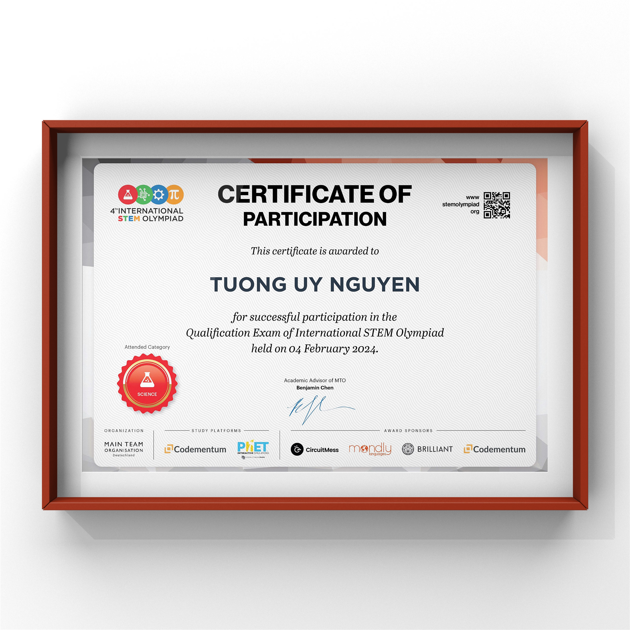 Qualification Exam of Internation Stem Olympiad 2024